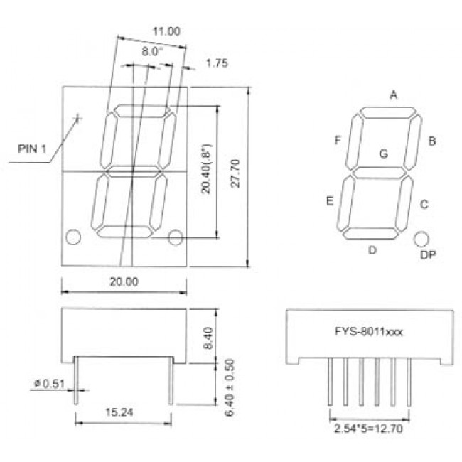 DISPLAY LED ΚΟΙΝΗΣ ΑΝΟΔΟΥ ΚΟΚΚΙΝΟ 20.4mm SA08-11EWA