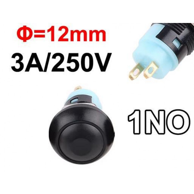 ΔΙΑΚΟΠΤΗΣ ΠΑΤΗΤΟΣ ON-OFF 2p ΣΤΡΟΓΓΥΛΟΣ Φ12 ΜΑΥΡΟΣ NO