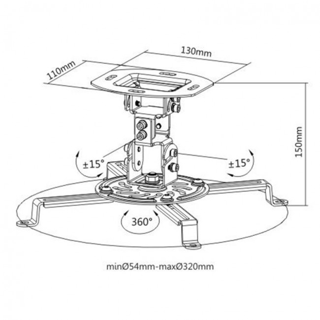 PRB 18F ΒΑΣΗ PROJECTOR ΜΑΥΡΗ