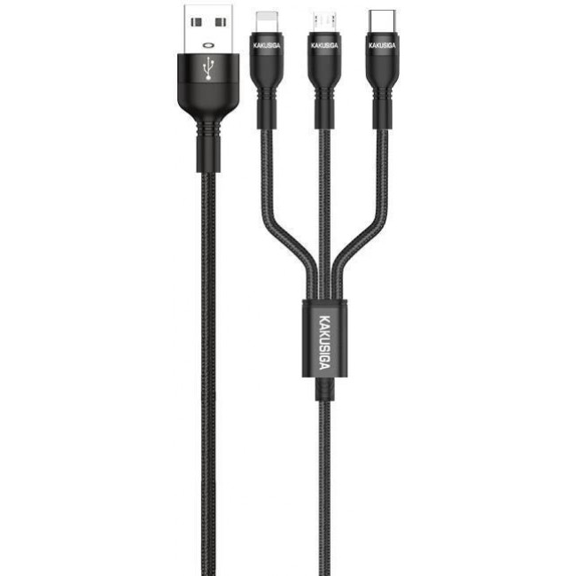 USB 2.0 A - USB 3 in1 TYPE-C, LIGHTNING, MICRO  ΚΑΛΩΔΙΟ 1m