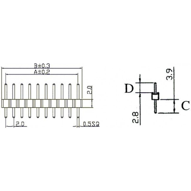 ΠΙΝΟΣΕΙΡΑ PINS ΑΡΣΕΝΙΚΟ 1x40 ΙΣΙΑ ΜΟΝΑ 2mm