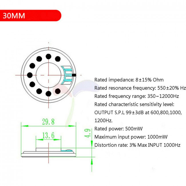 30mm MΕΓΑΦΩΝΟ 16Ω 0.5W