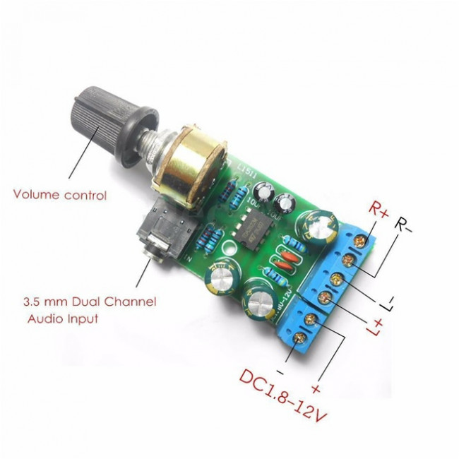 ΕΝΙΣΧΥΤΗΣ ΣΤΕΡΕΟΦΩΝΙΚΟΣ  ΜΕ TDA 2822 1.8-12V ΠΛΑΚΕΤΑΚΙ