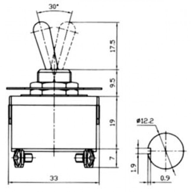 ΔΙΑΚΟΠΤΗΣ ΜΕ ΛΕΒIΕ ON-OFF 4p 10Α/250V KN3C-201A