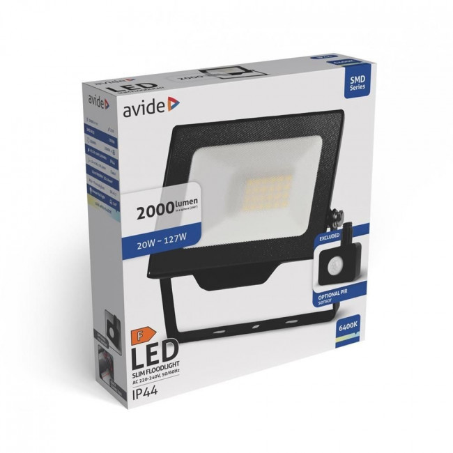 ΠΡΟΒΟΛΕΑΣ LED 20W 220V IP44 2800k SLIM ΜΑΥΡΟΣ