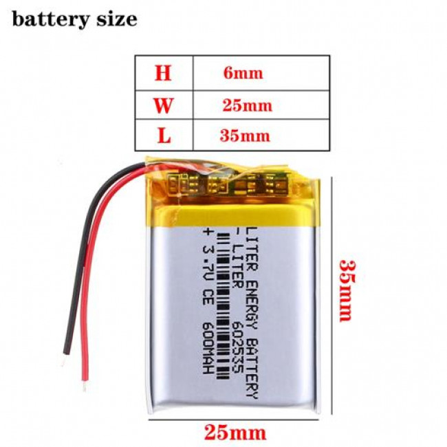 3.7V 600mAh ΜΠΑΤΑΡΙΑ Li-PO LP602535