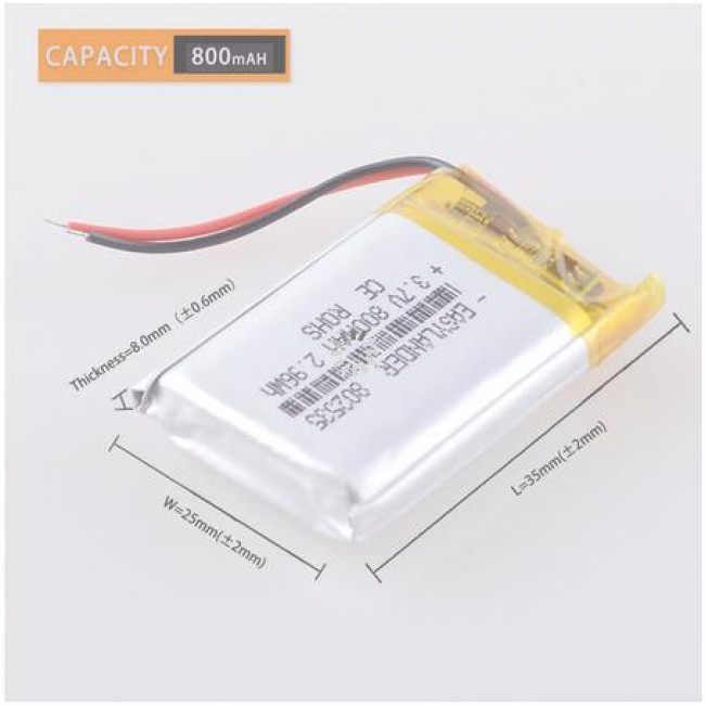 3.7V 800mAh ΜΠΑΤΑΡΙΑ Li-PO LP802535