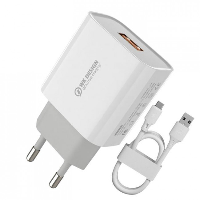 ΤΡΟΦΟΔΟΤΙΚΟ QC3.0 220V ΣΕ USB 18W ΤΑΧΥΦΟΡΤΙΣΤΗΣ  ΜΕ TYPE-C USB WP-U57