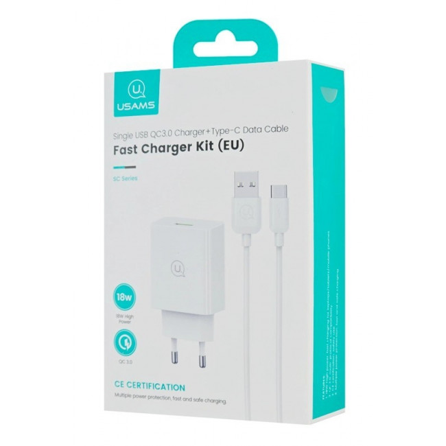 ΤΡΟΦΟΔΟΤΙΚΟ QC3.0 220V ΣΕ USB 18W ΤΑΧΥΦΟΡΤΙΣΤΗΣ  ΜΕ TYPE-C USB