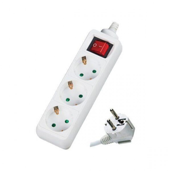 ΠΟΛΥΠΡΙΖΟ 3 ΘΕΣΕΙΣ ΜΕ ΔΙΑΚΟΠΤΗ ΚΑΙ ΚΑΛΩΔΙΟ 3x1mm/1.5m ΛΕΥΚΟ