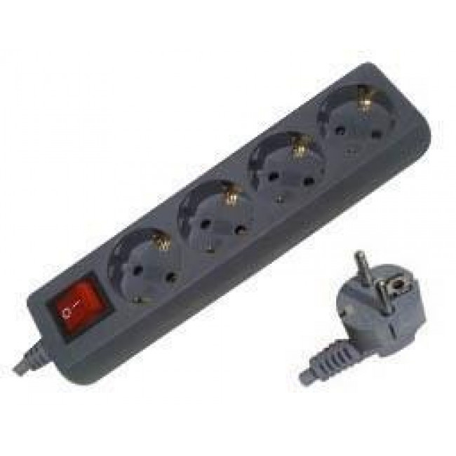 ΠΟΛΥΠΡΙΖΟ 4 ΘΕΣΕΩΝ ΜΕ ΔΙΑΚΟΠΤΗ & ΚΑΛΩΔΙΟ 3x1.5mm/1.5m  ΑΝΘΡΑΚΙ
