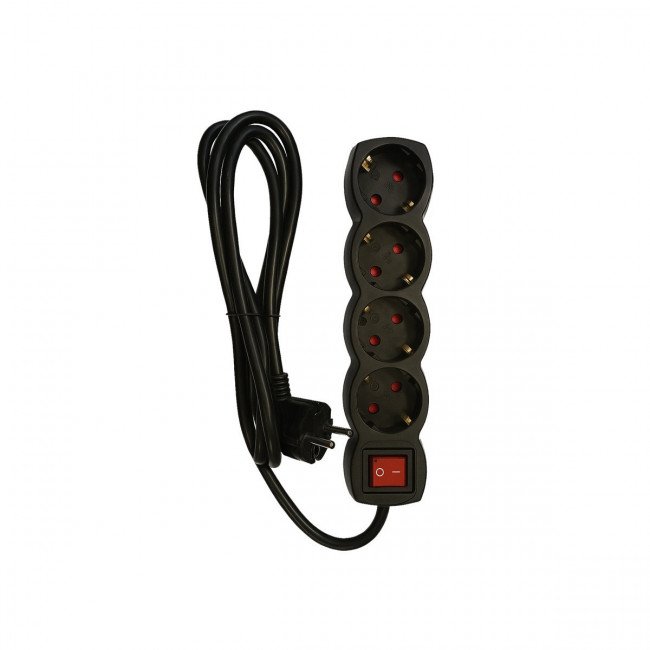 ΠΟΛΥΠΡΙΖΟ 4 ΘΕΣΕΩΝ ΜΕ ΔΙΑΚΟΠΤΗ & ΚΑΛΩΔΙΟ 3x1.5mm/1.5m  ΜΑΥΡΟ