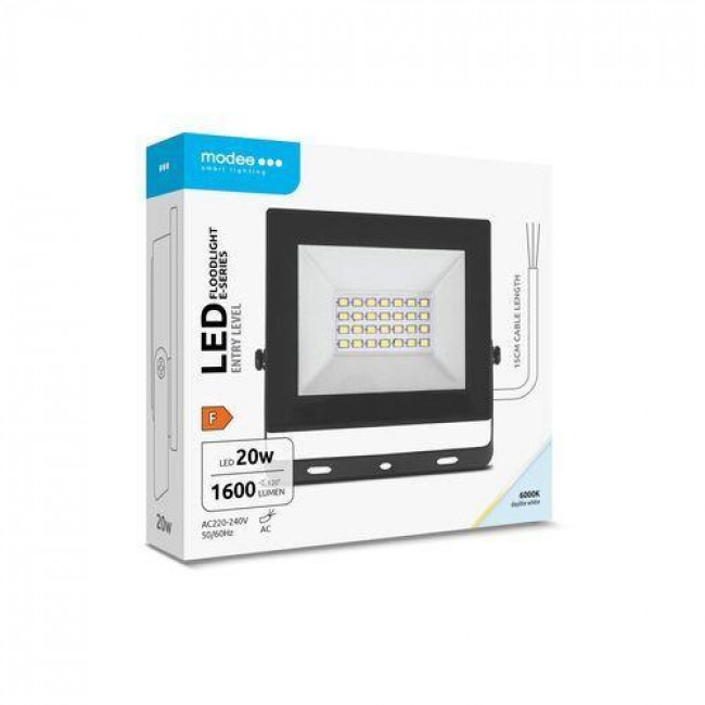 ΠΡΟΒΟΛΕΑΣ LED 20W 220V IP65 6000K SLIM ΜΑΥΡΟΣ