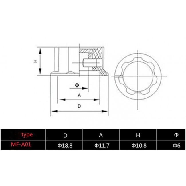 ΚΟΥΜΠΙ ΜΕ ΒΙΔΑ ΓΙΑ ΑΞΟΝΑ 6mm MF-A01