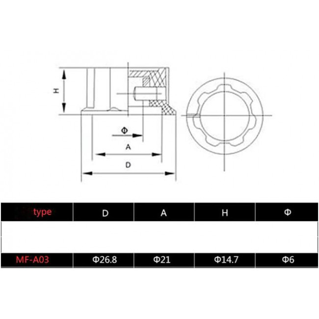 KOYMΠΙ ΜΕ ΒΙΔΑ ΓΙΑ ΑΞΟΝΑ 6mm MF-A03