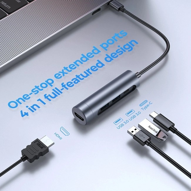 S-H113-DG DOCKING STATION 4 ΘΥΡΩΝ USB C 100W PD 4K ΓΚΡΙ JOYROOM