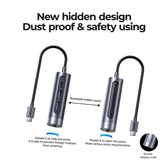 S-H113-DG DOCKING STATION 4 ΘΥΡΩΝ USB C 100W PD 4K ΓΚΡΙ JOYROOM