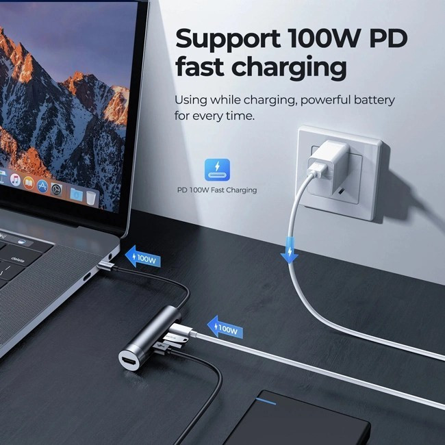 S-H113-DG DOCKING STATION 4 ΘΥΡΩΝ USB C 100W PD 4K ΓΚΡΙ JOYROOM