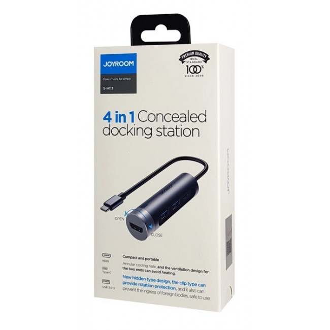S-H113-DG DOCKING STATION 4 ΘΥΡΩΝ USB C 100W PD 4K ΓΚΡΙ JOYROOM