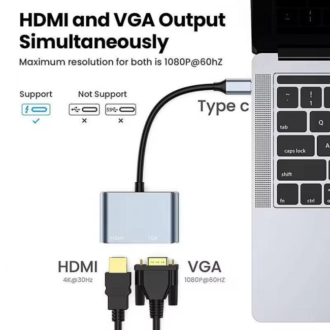 ΜΕΤΑΤΡΟΠΕΑΣ TYPE-C ΣΕ VGA ΚΑΙ HDMI 4K