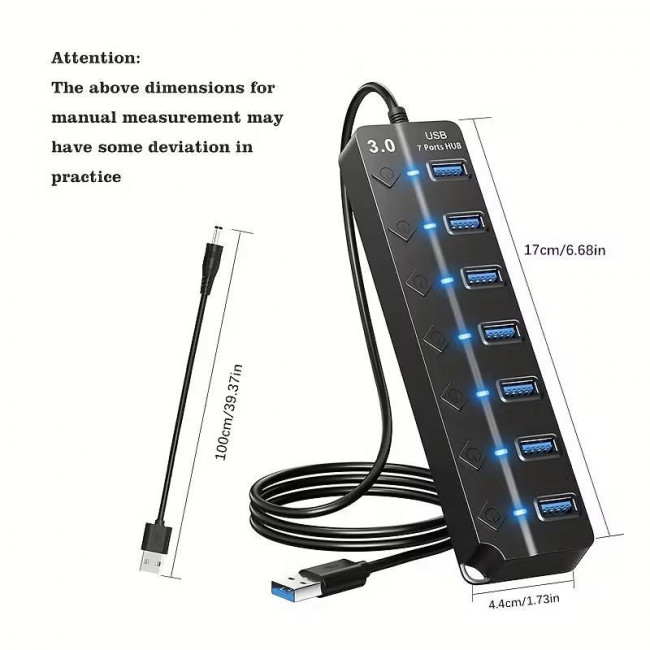 USB 3.0 HUB 7 PORT ΜΕ ΑΤΟΜΙΚΟΥΣ ΔΙΑΚΟΠΤΕΣ