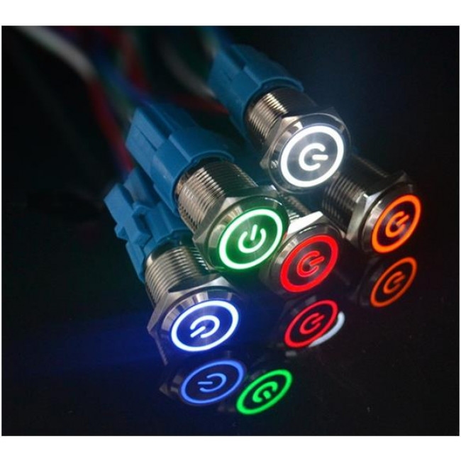 ΔΙΑΚΟΠΤΗΣ ON-OFF ΠΑΤΗΤΟΣ NICKEL 16mm ΦΩΤΙΖΟΜΕΝΟΣ ΠΡΑΣΙΝΟΣ ΑΔΙΑΒΡΟΧΟΣ 12V/3Α