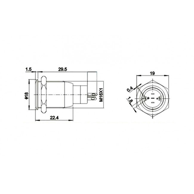ΔΙΑΚΟΠΤΗΣ ON-OFF ΠΑΤΗΤΟΣ NICKEL 16mm ΦΩΤΙΖΟΜΕΝΟΣ (ΚΟΚΚΙΝΟΣ ή ΠΡΑΣΙΝΟΣ ή ΜΠΛΕ) ΑΔΙΑΒΡΟΧΟΣ 12V/3Α  ΜΕ ΒΑΣΗ ΜΕ ΚΑΛΩΔΙΑΚΙΑ