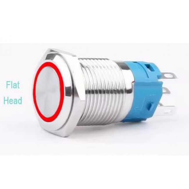 ΔΙΑΚΟΠΤΗΣ ΠΑΤΗΤΟΣ ΦΩΤΙΖΟΜΕΝΟΣ 16mm ΚΟΚΚΙΝΟΣ  NICKEL ΑΔΙΑΒΡΟΧΟΣ ΟΝ-OFF 220V/3Α  Φ16