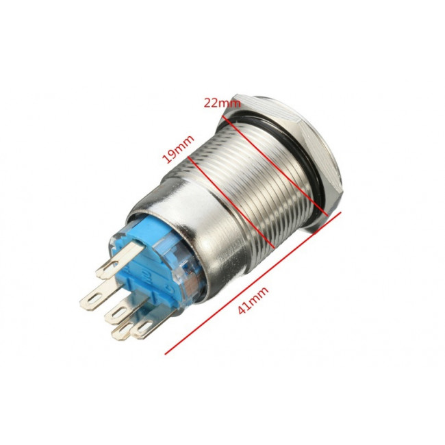 ΜΠΟΥΤΟΝ PUSH-ON 19mm (6-24V DC) ΦΩΤΙΖΟΜΕΝΟ ΚΟΚΚΙΝΟ NICKEL ΑΔΙΑΒΡΟΧΟ