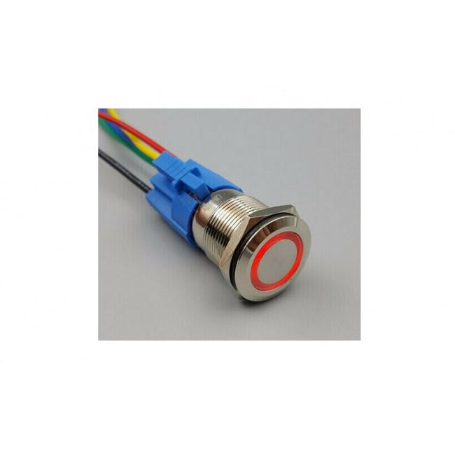 ΜΠΟΥΤΟΝ PUSH-ON 19mm (6-24V DC) ΦΩΤΙΖΟΜΕΝΟ ΚΟΚΚΙΝΟ NICKEL ΑΔΙΑΒΡΟΧΟ