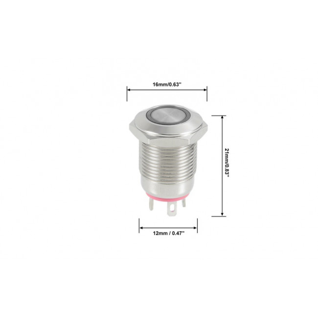ΜΠΟΥΤΟΝ ΦΩΤΙΖΟΜΕΝΟ 9-30V ΚΟΚΚΙΝΟ  NICKEL ΑΔΙΑΒΡΟΧΟ FLAT Φ12