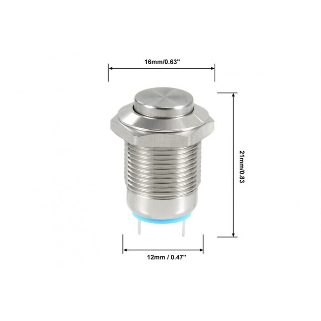 12mm ΜΠΟΥΤΟΝ MH ΦΩΤΙΖΟΜΕΝΟ NICKEL ΑΔΙΑΒΡΟΧΟ ΜΕ ΚΕΦΑΛΗ 250V AC 2Α