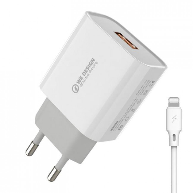 WP U57 ΤΡΟΦΟΔΟΤΙΚΟ QC3.0 220V ΣΕ USB 18W ΤΑΧΥΦΟΡΤΙΣΤΗΣ ΜΕ i6 ΚΑΛΩΔΙΟ