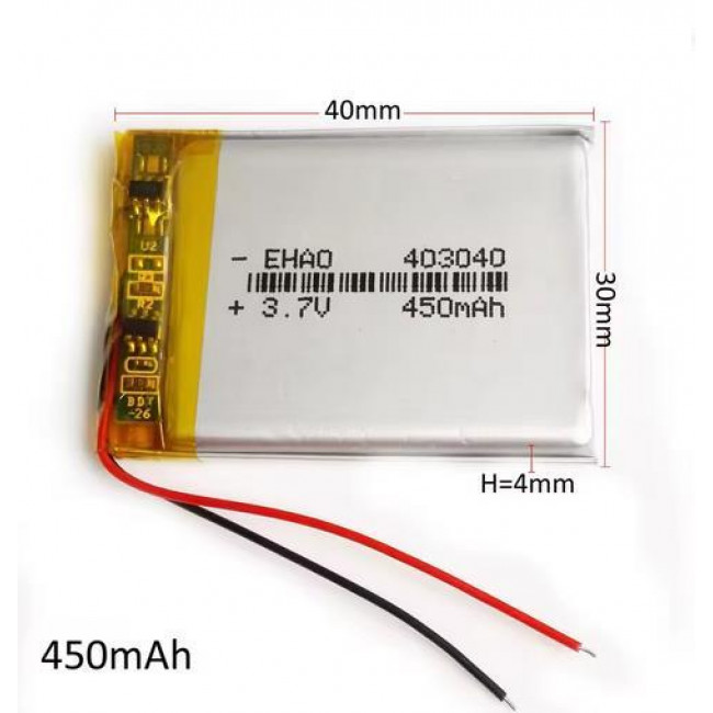 3.7V 450mAh ΜΠΑΤΑΡΙΑ Li-PO LP403040