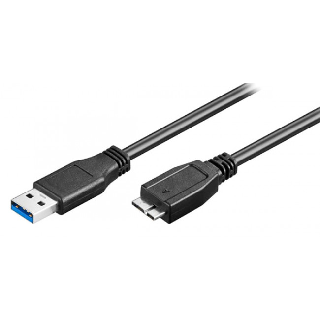 USB 3.0 A - MICRO USB B ΚΑΛΩΔΙΟ 0.5m ΣΤΡΟΓΓΥΛΟ ΜΑΥΡΟ