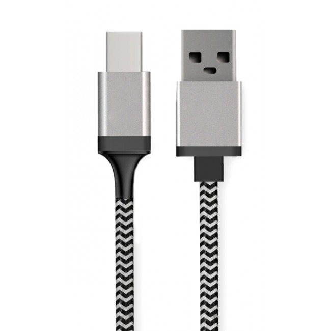USB A - USB TYPE-C 5A ΚΑΛΩΔΙΟ 1.5m ΜΑΥΡΟ-ΓΚΡΙ