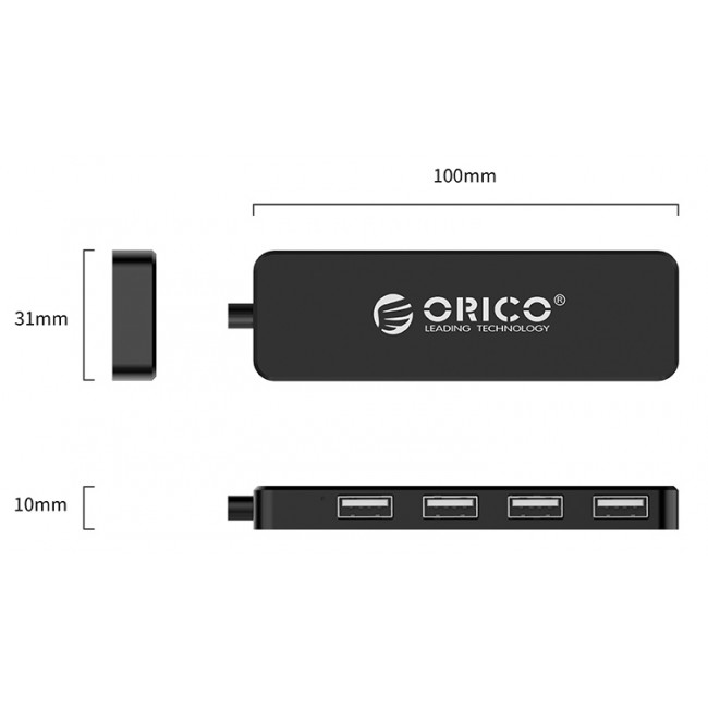 USB 2.0 HUB 1:4 ΜΕ ΚΑΛΩΔΙΟ 30cm ORICO ΜΑΥΡΟ