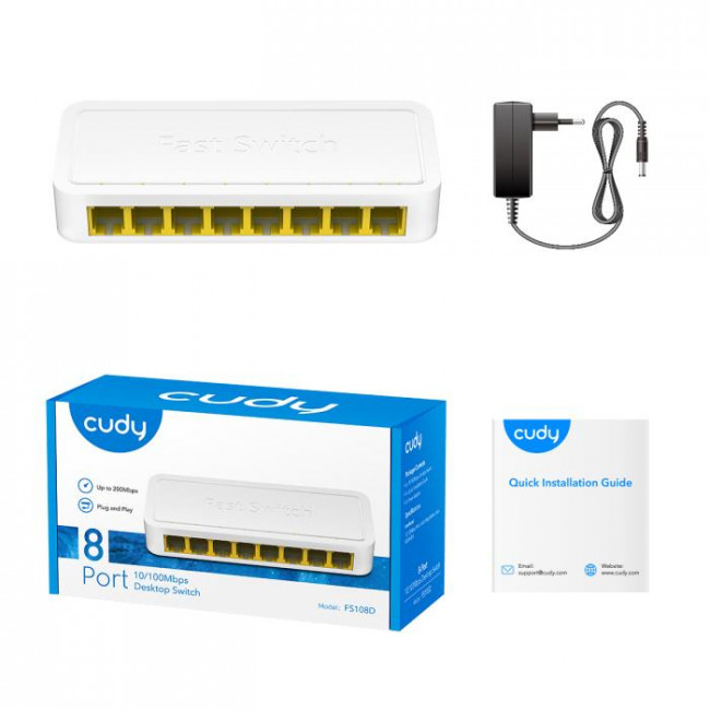 SWITCH 8port ΔΙΚΤΥΟΥ FAST ETHERNET 10/100Mbps FS108D CUDY