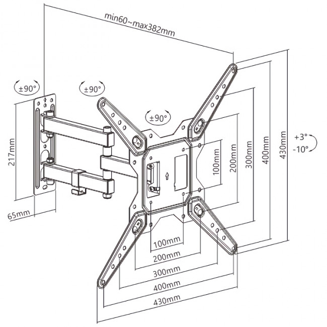 LPA 68 443 ΒΑΣΗ LCD 23-55" 30Kg ΜΕ ΒΡΑΧΙΟΝΑ