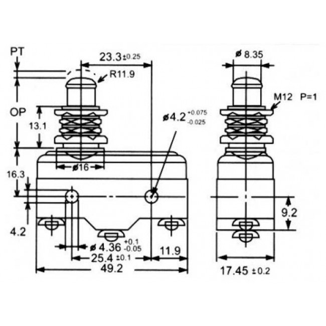 ΔΙΑΚΟΠΤΗΣ ΤΕΡΜΑΤΙΚΟΣ ΜΕ ΜΠΟΥΤΟΝ 15A 125/250VAC AM-1307 (Z-15GQ)
