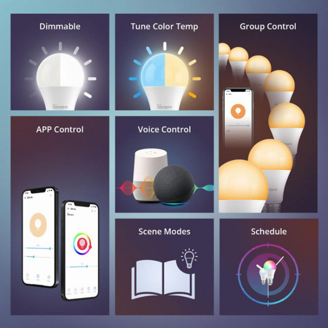 SONOFF SMART ΛΑΜΠΑ LED Wi-Fi 9W E27 2700K-6500K RGB B05