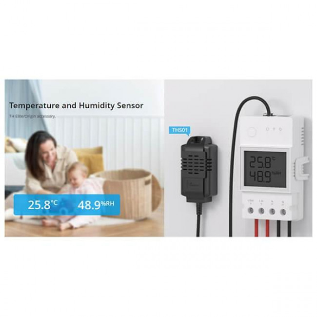 THS 01 SONOFF ΑΙΣΘΗΤΗΡΑΣ ΘΕΡΜΟΚΡΑΣΙΑΣ ΚΑΙ ΥΓΡΑΣΙΑΣ 50cm ΜΑΥΡΟΣ