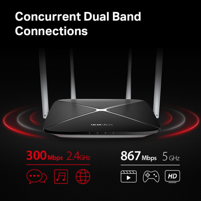AC12 MERCUSYS GIGABIT ROUTER Wi-Fi 1200Mbps AC1200 Dual Band