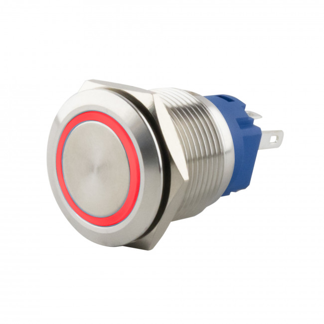 ΜΠΟΥΤΟΝ PUSH-ON 16mm (9-24V DC) ΦΩΤΙΖΟΜΕΝΟ ΚΟΚΚΙΝΟ NICKEL ΑΔΙΑΒΡΟΧΟ