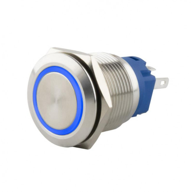 ΜΠΟΥΤΟΝ PUSH-ON 16mm (9-24V DC) ΦΩΤΙΖΟΜΕΝΟ ΜΠΛΕ NICKEL ΑΔΙΑΒΡΟΧΟ