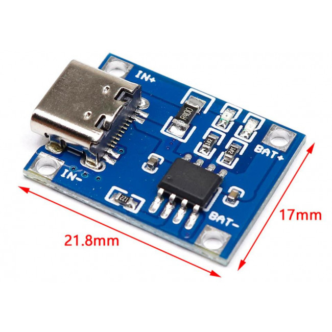 MODULE ΦΟΡΤΙΣΗΣ ΜΠΑΤΑΡΙΑΣ ΛΙΘΙΟΥ 1A TP4056 ΜΕ ΥΠΟΔΟΧΗ USB TYPE-C