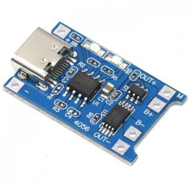 ΠΛΑΚΕΤΑ ΓΙΑ ΦΟΡΤΙΣΗ & ΠΡΟΣΤΑΣΙΑ ΜΠΑΤΑΡΙΑΣ ΛΙΘΙΟΥ 1A TP4056 ΜΕ ΥΠΟΔΟΧΗ USB TYPE-C