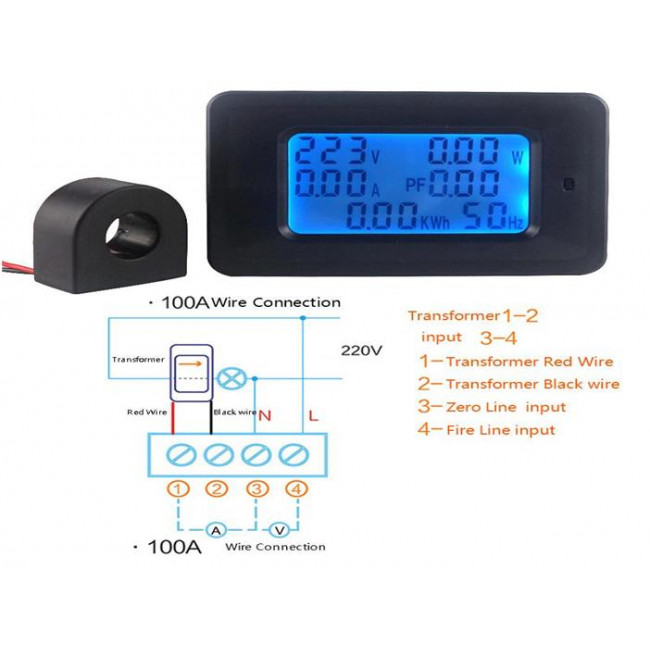 220V AC-100A ΨΗΦΙΑΚΟ ΒΟΛΤΟΜΕΤΡΟ-ΑΜΠΕΡΟΜΕΤΡΟ & BATOMETRO
