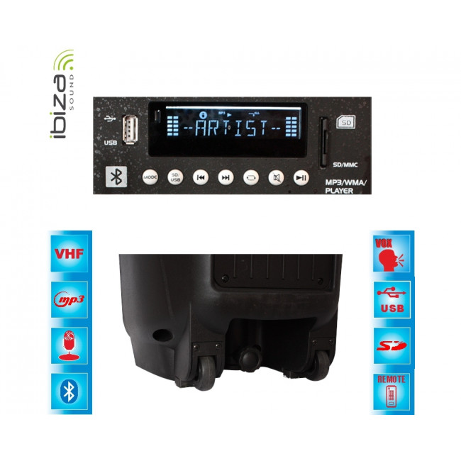 PORT225VHF-BT ΦΟΡΗΤΟ ΟΛΟΚΛΗΡΩΜΕΝΟ ΣΥΣΤΗΜΑ PA ΜΕ 2X 10"/25CM 600W ΜΕΓΑΦΩΝΑ