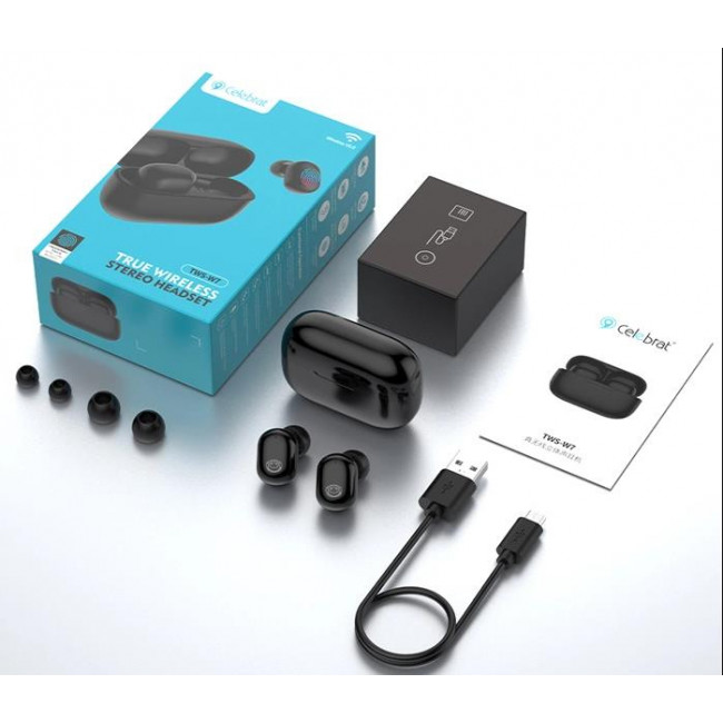 W7  BLUETOOTH HANDSFREE PLUG ΜΕ ΘΗΚΗ ΦΟΡΤΙΣΗΣ ΜΑΥΡΑ